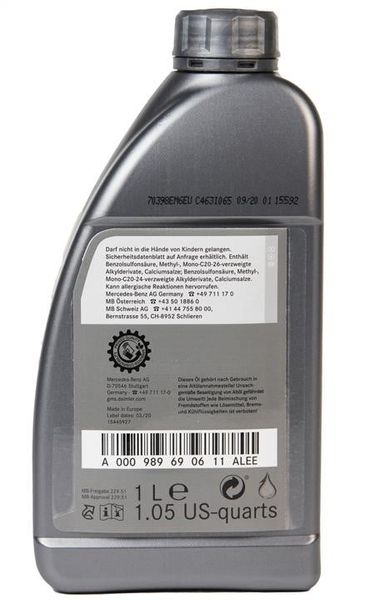 A 000 989 69 06 11 ALEE Mercedes Genuine Engine Oil 5W-30, 1л моторное масло A 000 989 69 06 11 ALEE фото