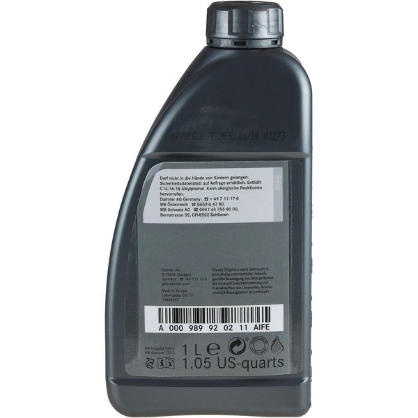 A 000 989 92 02 11 AIFE Mercedes Genuine Engine Oil 5W-40, 1л моторна олива A 000 989 92 02 11 AIFE фото